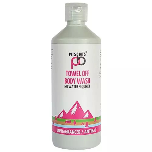 Load image into Gallery viewer, Pits and Bits Towel Off Body Wash - Antibacterial, Antiviral &amp; Unfragranced 500ML By Pits and Bits
