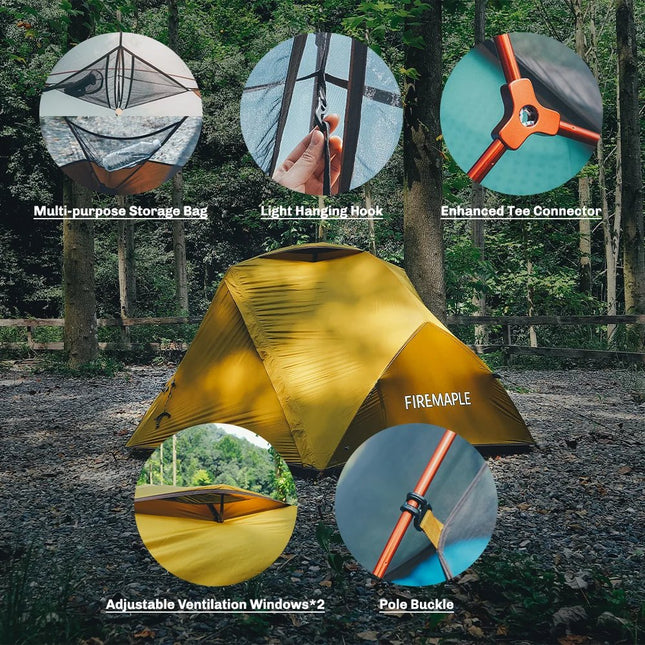 FireMaple Tropics 2 Person Backpacking Tent With Footprint By Fire Maple Gear