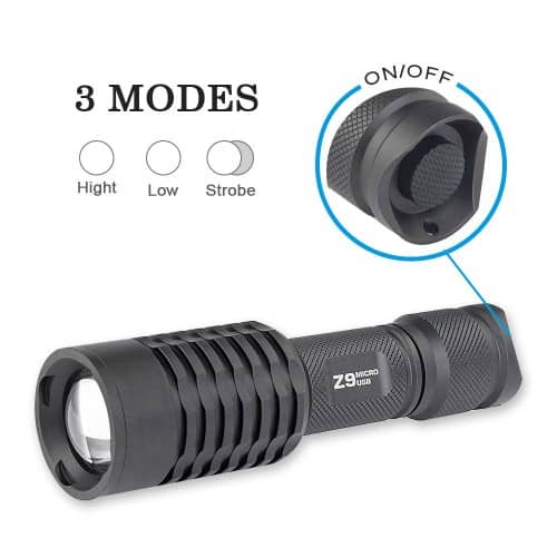 Load image into Gallery viewer, Trust Fire Z9 Zoomable 3 mode Flashlight USB recharge By Trust Fire
