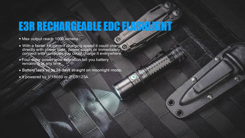 Load image into Gallery viewer, Trustfire E3R Rechargeable EDC Flashlight By Trust Fire
